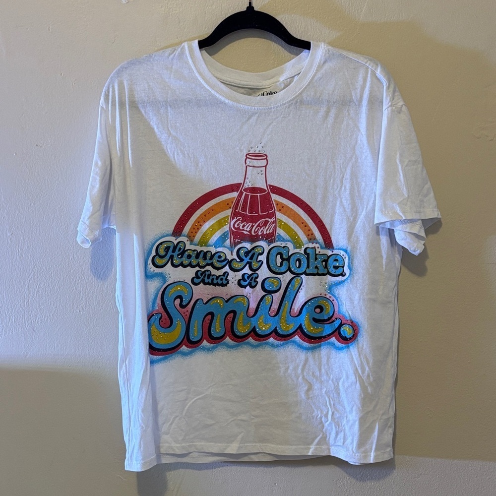 Coca Cola White T-Shirt with Colorful Design